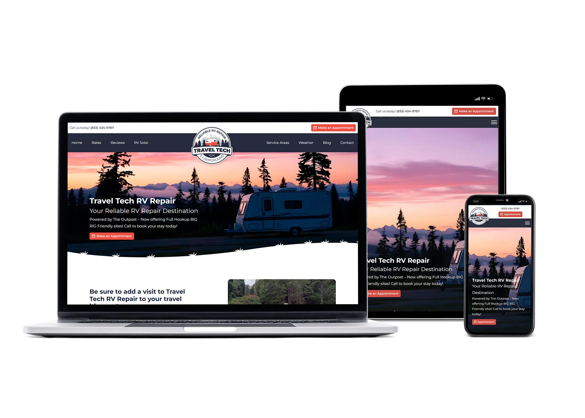 Travel Tech RV Repair Website Design